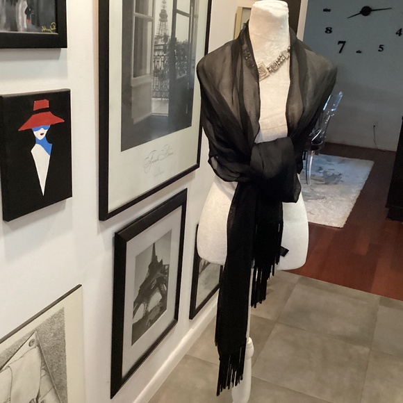 Crazy Horse Vintage Scarf Black  MESH LIKE MATERIAL. UNIQUE - Picture 1 of 4